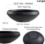 Large Bowl Planter, 23.3"Dia x 8"H Succulent Pot with Drain Hole, 21"Opening Flo... - Image 5
