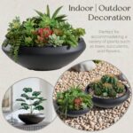 Large Bowl Planter, 23.3"Dia x 8"H Succulent Pot with Drain Hole, 21"Opening Flo... - Image 6