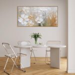 HPNIUB Large White Flower Framed Wall Art Modern White and Gold Floral Canvas Oi... - Image 5