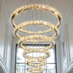 Modern Crystal Chandelier for High Ceiling Lights Fixtures Luxury 6 Ring Led Cha... - Image 2
