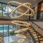 Modern Crystal Chandelier for High Ceiling Lights Fixtures Luxury 6 Ring Led Cha... - Image 3