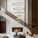 Modern Crystal Chandelier for High Ceiling Lights Fixtures Luxury 6 Ring Led Cha... - Image 6