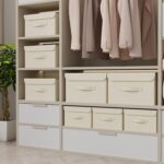 Storage Boxes, Collapsible Storage Bins with Lids, Cotton and linen cloth Storag... - Image 3