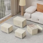 Storage Boxes, Collapsible Storage Bins with Lids, Cotton and linen cloth Storag... - Image 5