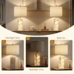 Scenekoy Alabaster Table Lamp Set of 2 with Night Light for Bedroom Living Room,... - Image 4