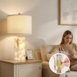 Scenekoy Alabaster Table Lamp Set of 2 with Night Light for Bedroom Living Room,... - Image 5