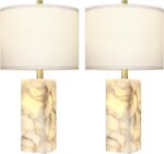 Scenekoy Alabaster Table Lamp Set of 2 with Night Light for Bedroom Living Room,... - Image 8