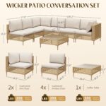 LHBcraft Patio Furniture Set, Large 7 Piece Wicker Outdoor Sectional Furniture S... - Image 3