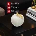 Gray-White Apple Figurine with Gold Leaf, Apple Sculpture for Modern Home Decor,... - Image 5