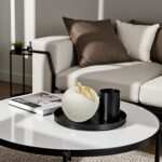Gray-White Apple Figurine with Gold Leaf, Apple Sculpture for Modern Home Decor,... - Image 6