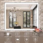 Amorho 36"x 32" LED Bathroom Mirror with Black Frame, Front Light and Backlit(Co... - Image 9