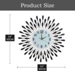 24 INCH Large Wall Clock for Living Room Decor,Non-Ticking Quiet Metal Petals Di... - Image 3
