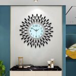 24 INCH Large Wall Clock for Living Room Decor,Non-Ticking Quiet Metal Petals Di... - Image 6