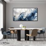 Mofutinpo Blue Wall Art Framed Abstract Canvas Wall Art Blue Pictures for Living... - Image 3