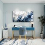 Mofutinpo Blue Wall Art Framed Abstract Canvas Wall Art Blue Pictures for Living... - Image 4