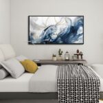 Mofutinpo Blue Wall Art Framed Abstract Canvas Wall Art Blue Pictures for Living... - Image 5