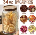 34 OZ Vintage Glass Jar with Lid, Airtight Food Storage Canisters with Bamboo fo... - Image 4