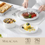 MALACASA 24 Pieces Porcelain Dinnerware Set, Modern White Dish Set for 8, Premiu... - Image 4