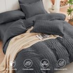 HYMOKEGE Queen Comforter Set Seersucker 7 Pieces, All Season Luxury Bed in a Bag... - Image 4