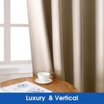 HOMEIDEAS 2 Panels Beige Faux Silk Blackout Luxury Curtains, 52 X 96 Inch Champa... - Image 5