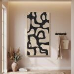 Framed Neutral Horizontal Abstract Wall Art for Living Room, Extra Large Black a... - Image 4