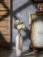 Sziqiqi Metal Tall Floor Vase: 23.2in Large Boho Vase for Pampas Grass - White S... - Image 3