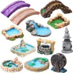 Jetec 12 Pcs Mini Fairy Garden Accessories Miniature Tiny Stone Bridge Mini Pond... - Image 2