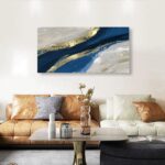 Abstract Canvas Wall Art for Living room Office Bedroom Golden Blue Wall Art Pri... - Image 3