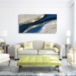 Abstract Canvas Wall Art for Living room Office Bedroom Golden Blue Wall Art Pri... - Image 5