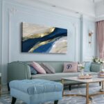 Abstract Canvas Wall Art for Living room Office Bedroom Golden Blue Wall Art Pri... - Image 7
