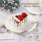 BESTVIP 100PCS Gold Plastic Plates, 10.25 Inch Disposable Dinner Plate Party wit... - Image 3