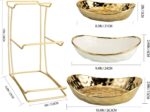 YYW 3 Tier Fruit Bowl for Kitchen Counter, White Gold Ceramic Fruit Stand for Co... - Image 3