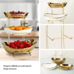 YYW 3 Tier Fruit Bowl for Kitchen Counter, White Gold Ceramic Fruit Stand for Co... - Image 4