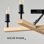 Farmhouse L53'' Wooden Square Chandelier Natural 10-Light Rustic Rectangular Can... - Image 8
