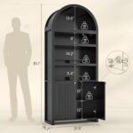 81" Tall Arched Cabinets,Bookcase with storage,Mid-Century Modern 6-Tier Bookshe... - Image 3