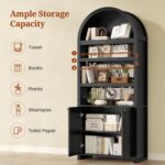 81" Tall Arched Cabinets,Bookcase with storage,Mid-Century Modern 6-Tier Bookshe... - Image 5