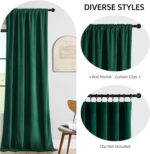 Joydeco Dark Green Velvet Curtains 96 inch Length 2 Panels Burg Set, Luxury Rod ... - Image 3