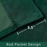 Joydeco Dark Green Velvet Curtains 96 inch Length 2 Panels Burg Set, Luxury Rod ... - Image 4