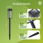 Philips 8 Packs Solar Pathway Lights Outdoor, Glass Metal Led Garden Landscape L... - Image 5