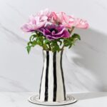 SIDUCAL Elegant Black and White Striped Ceramic Vase – Modern Home Décor Flower ... - Image 3