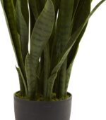 Nearly Natural 35in Artificial Snake Plant, Sansevieria Faux Greenery with Black... - Image 3
