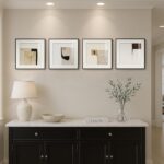 4 Piece Framed Neutral Abstract Wall Art Set, Tan and Black Geometric Modern Pic... - Image 4