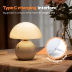 NIORSUN Wireless Mushroom Lamp,Table Lamp for Bedroom, Portables Cordless Lamps,... - Image 4