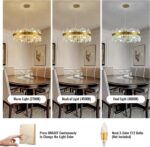 Siljoy Modern Crystal Chandelier, 12-Light Brushed Gold Round K9 Crystal Raindro... - Image 5