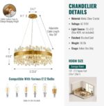 Siljoy Modern Crystal Chandelier, 12-Light Brushed Gold Round K9 Crystal Raindro... - Image 8