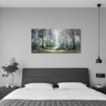 Art Hand Painted Green Forest Landscape Oil Painting Modern Abstract Art Home Wa... - Image 5
