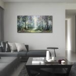 Art Hand Painted Green Forest Landscape Oil Painting Modern Abstract Art Home Wa... - Image 6