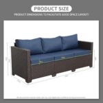 Rattaner 3-Seat Patio Wicker Sofa, Outdoor Rattan Couch Furniture Steel Frame wi... - Image 4