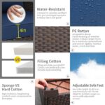 Rattaner 3-Seat Patio Wicker Sofa, Outdoor Rattan Couch Furniture Steel Frame wi... - Image 6