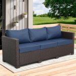 Rattaner 3-Seat Patio Wicker Sofa, Outdoor Rattan Couch Furniture Steel Frame wi... - Image 8